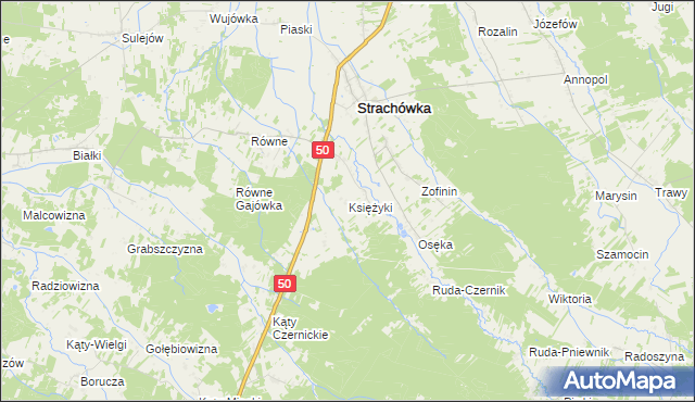 mapa Księżyki, Księżyki na mapie Targeo