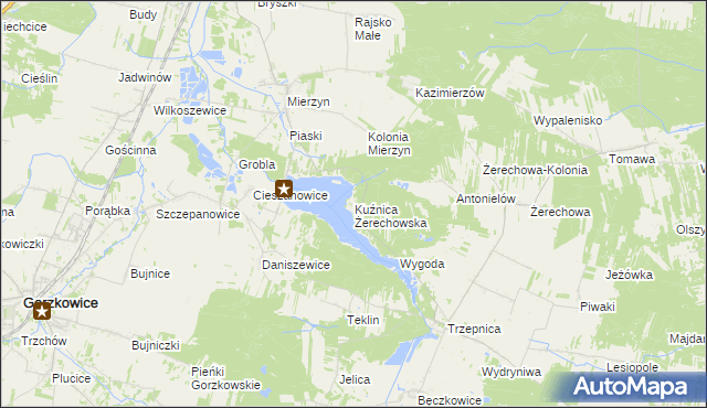 mapa Kuźnica Żerechowska, Kuźnica Żerechowska na mapie Targeo