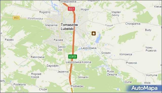 mapa Łaszczówka, Łaszczówka na mapie Targeo