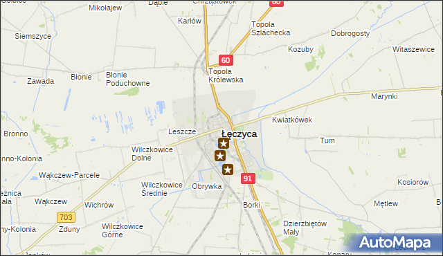 mapa Łęczyca, Łęczyca na mapie Targeo