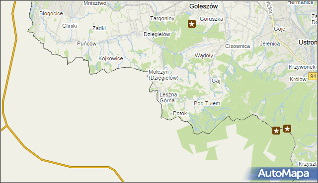 mapa Leszna Górna, Leszna Górna na mapie Targeo