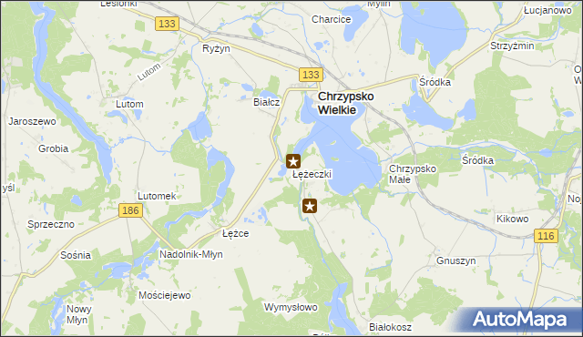 mapa Łężeczki, Łężeczki na mapie Targeo