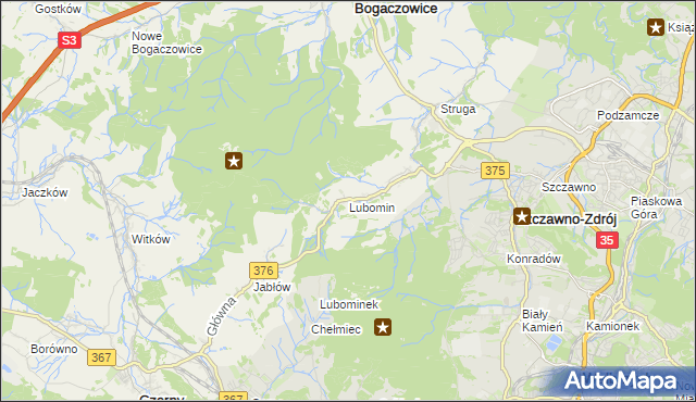 mapa Lubomin gmina Stare Bogaczowice, Lubomin gmina Stare Bogaczowice na mapie Targeo