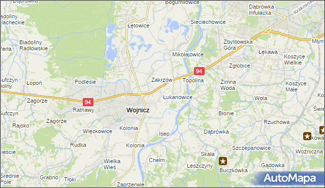 mapa Łukanowice, Łukanowice na mapie Targeo