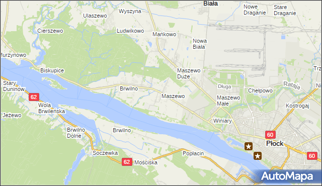 mapa Maszewo gmina Stara Biała, Maszewo gmina Stara Biała na mapie Targeo