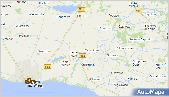 mapa Michałkowo gmina Dobrzyń nad Wisłą, Michałkowo gmina Dobrzyń nad Wisłą na mapie Targeo