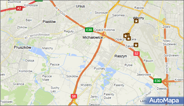 mapa Michałowice-Wieś, Michałowice-Wieś na mapie Targeo