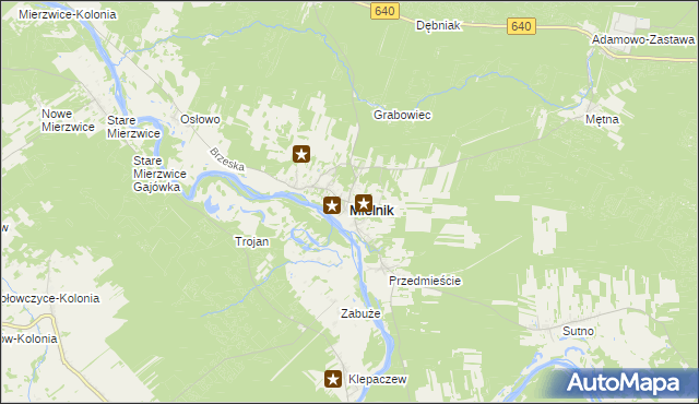 mapa Mielnik powiat siemiatycki, Mielnik powiat siemiatycki na mapie Targeo