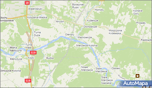 mapa Mierzwice-Kolonia, Mierzwice-Kolonia na mapie Targeo