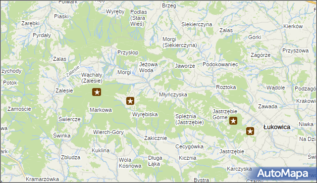 mapa Młyńczyska, Młyńczyska na mapie Targeo