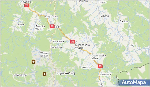 mapa Mochnaczka Wyżna, Mochnaczka Wyżna na mapie Targeo