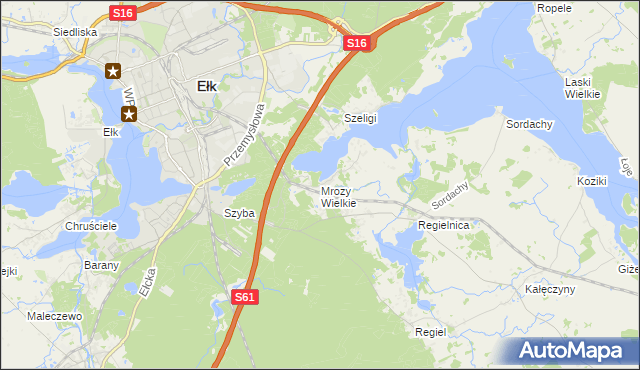 mapa Mrozy Wielkie, Mrozy Wielkie na mapie Targeo
