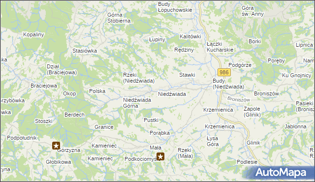 mapa Niedźwiada gmina Ropczyce, Niedźwiada gmina Ropczyce na mapie Targeo