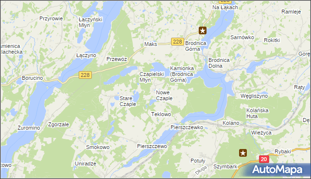 mapa Nowe Czaple gmina Stężyca, Nowe Czaple gmina Stężyca na mapie Targeo