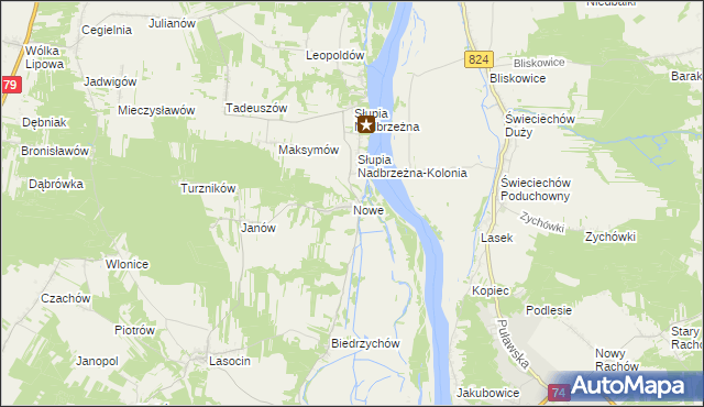 mapa Nowe gmina Ożarów, Nowe gmina Ożarów na mapie Targeo