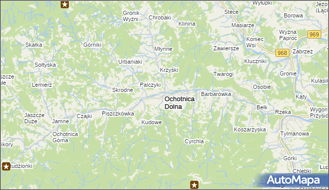 mapa Ochotnica Dolna, Ochotnica Dolna na mapie Targeo