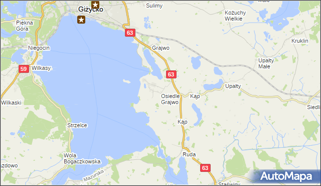 mapa Osiedle Grajwo, Osiedle Grajwo na mapie Targeo