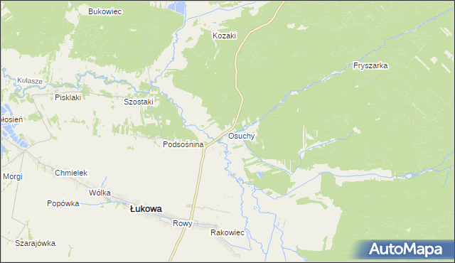 mapa Osuchy gmina Łukowa, Osuchy gmina Łukowa na mapie Targeo