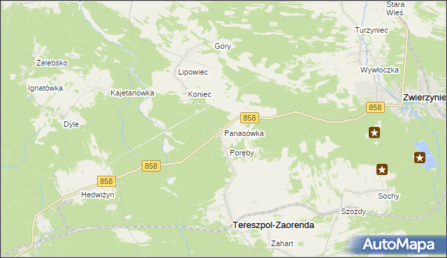 mapa Panasówka, Panasówka na mapie Targeo