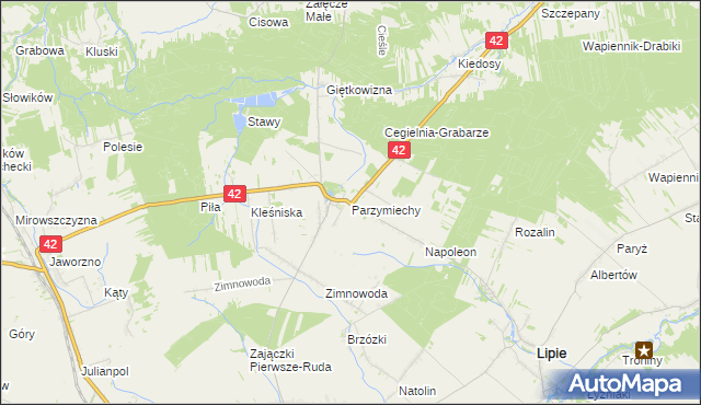 mapa Parzymiechy, Parzymiechy na mapie Targeo