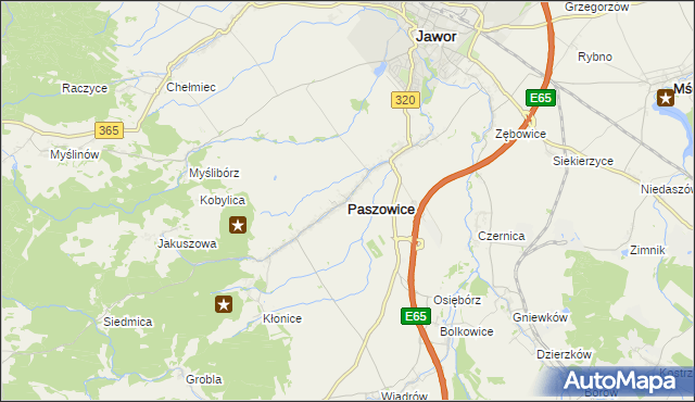 mapa Paszowice, Paszowice na mapie Targeo