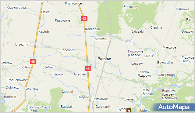 mapa Pątnów powiat wieluński, Pątnów powiat wieluński na mapie Targeo