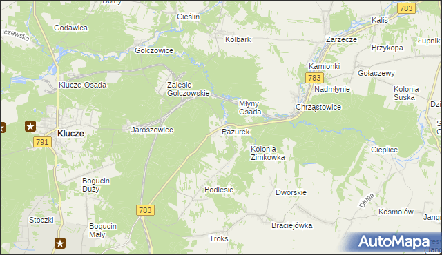 mapa Pazurek, Pazurek na mapie Targeo