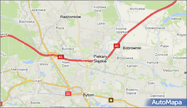 mapa Piekary Śląskie, Piekary Śląskie na mapie Targeo