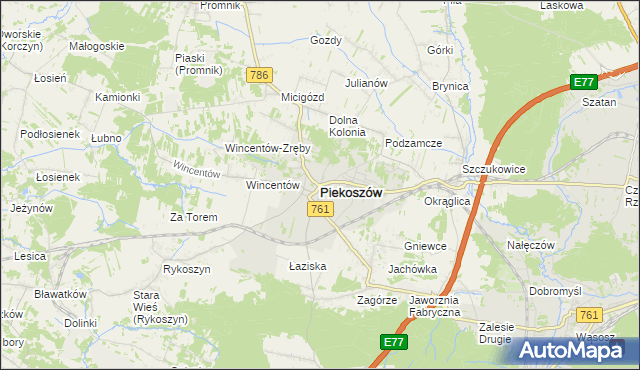 mapa Piekoszów, Piekoszów na mapie Targeo