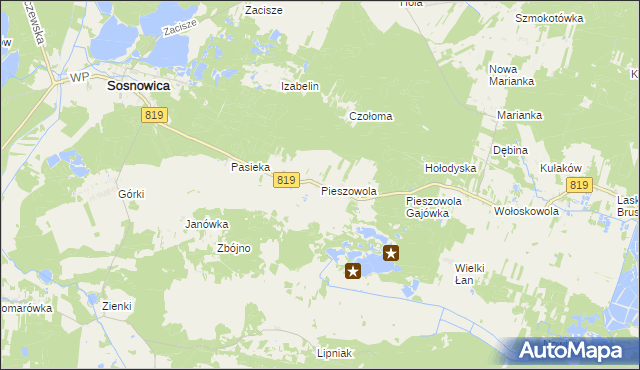 mapa Pieszowola, Pieszowola na mapie Targeo