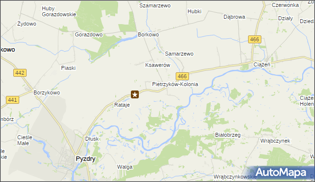 mapa Pietrzyków gmina Pyzdry, Pietrzyków gmina Pyzdry na mapie Targeo