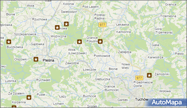 mapa Piotrkowice gmina Tuchów, Piotrkowice gmina Tuchów na mapie Targeo