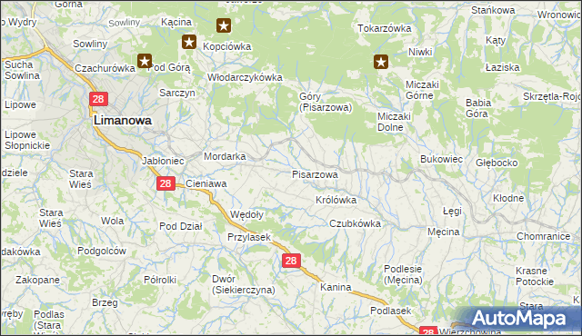 mapa Pisarzowa, Pisarzowa na mapie Targeo