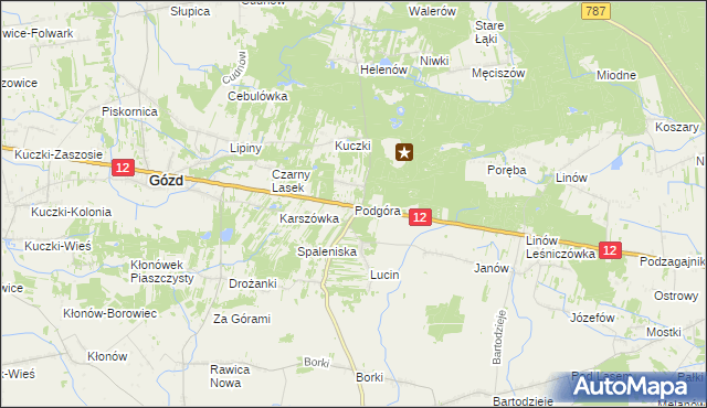 mapa Podgóra gmina Gózd, Podgóra gmina Gózd na mapie Targeo