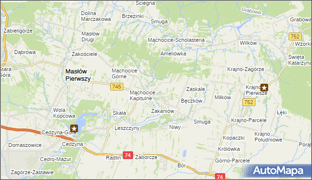 mapa Podmąchocice, Podmąchocice na mapie Targeo