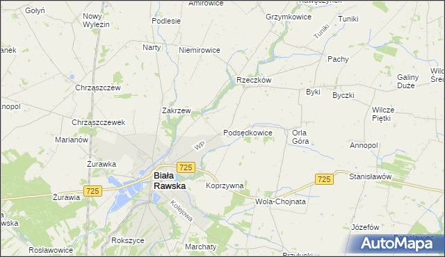 mapa Podsędkowice, Podsędkowice na mapie Targeo