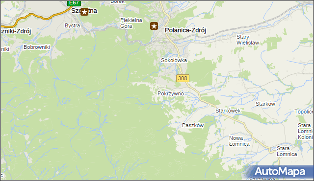 mapa Pokrzywno gmina Bystrzyca Kłodzka, Pokrzywno gmina Bystrzyca Kłodzka na mapie Targeo