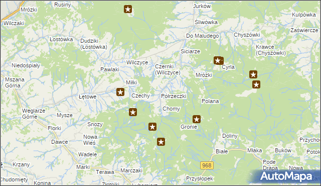 mapa Półrzeczki, Półrzeczki na mapie Targeo