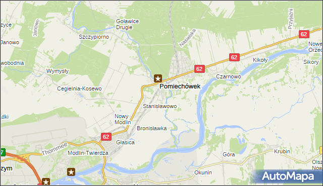 mapa Pomiechowo, Pomiechowo na mapie Targeo