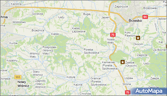 mapa Poręba Spytkowska, Poręba Spytkowska na mapie Targeo
