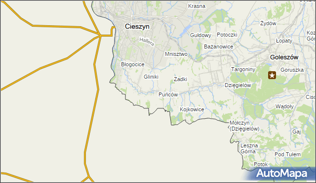 mapa Puńców, Puńców na mapie Targeo