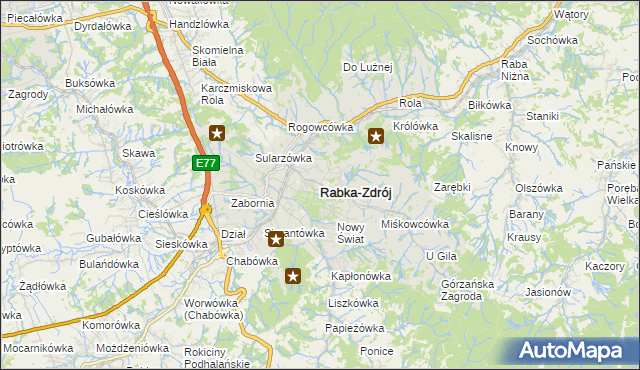 mapa Rabka-Zdrój, Rabka-Zdrój na mapie Targeo