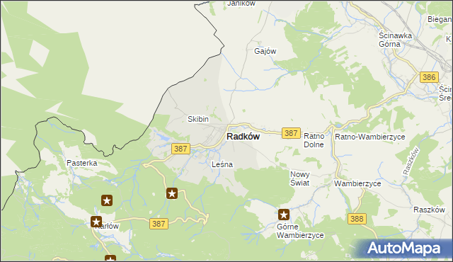 mapa Radków powiat kłodzki, Radków powiat kłodzki na mapie Targeo