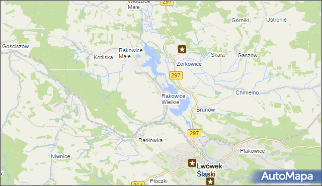 mapa Rakowice Wielkie, Rakowice Wielkie na mapie Targeo