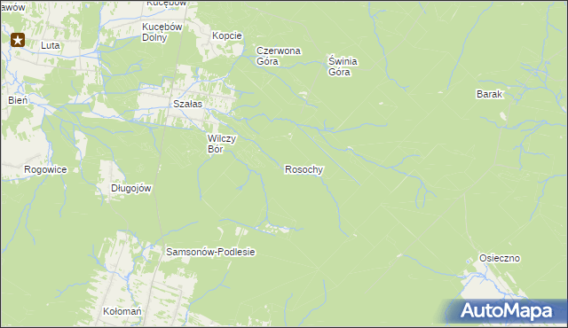 mapa Rosochy gmina Bliżyn, Rosochy gmina Bliżyn na mapie Targeo