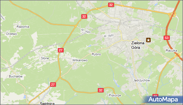 mapa Rybno gmina Świdnica, Rybno gmina Świdnica na mapie Targeo