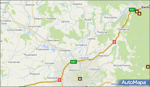 mapa Ścinawica, Ścinawica na mapie Targeo