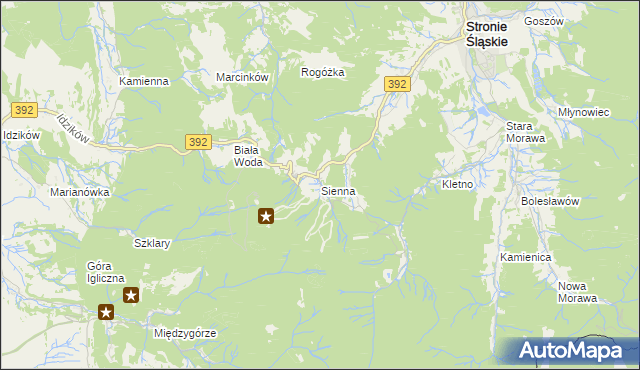 mapa Sienna gmina Stronie Śląskie, Sienna gmina Stronie Śląskie na mapie Targeo