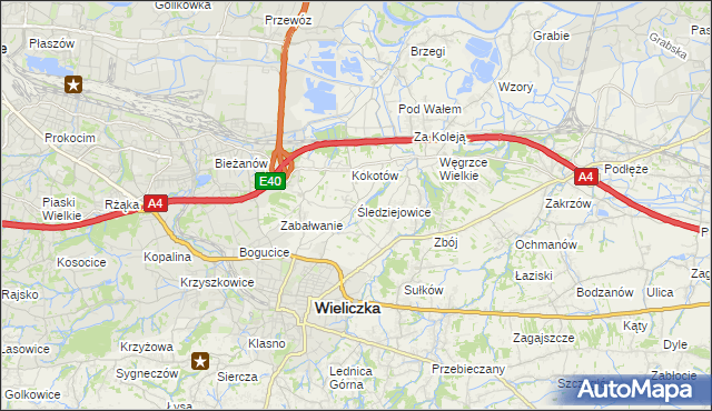 mapa Śledziejowice, Śledziejowice na mapie Targeo