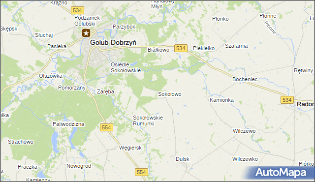 mapa Sokołowo gmina Golub-Dobrzyń, Sokołowo gmina Golub-Dobrzyń na mapie Targeo